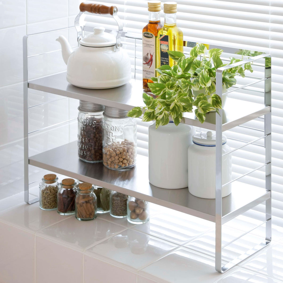 下村企販 キッチンラック ステンレス棚の出窓シェルフ 幅58cm 日本製