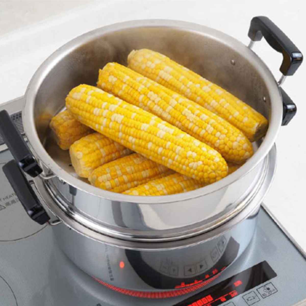 ヨシカワ 両手鍋 30cm IH対応 2段蒸し器付き ステンレス製 日本製