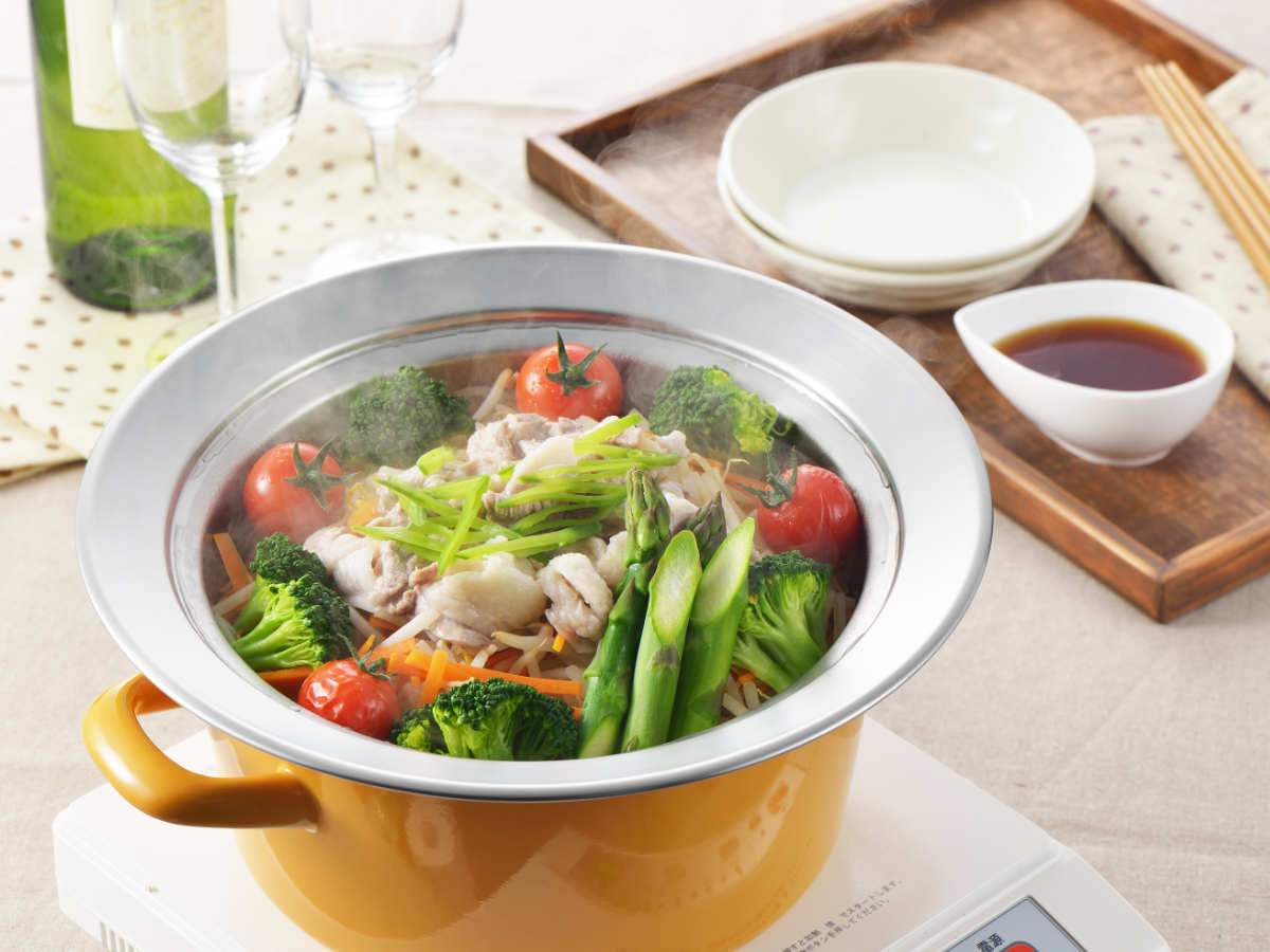 ヨシカワ 蒸し皿 20〜22cm用 お鍋にのせて簡単蒸しプレート ドーム型