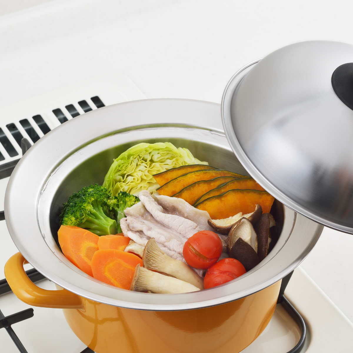 ヨシカワ 蒸し皿 20〜22cm用 お鍋にのせて簡単蒸しプレート ドーム型