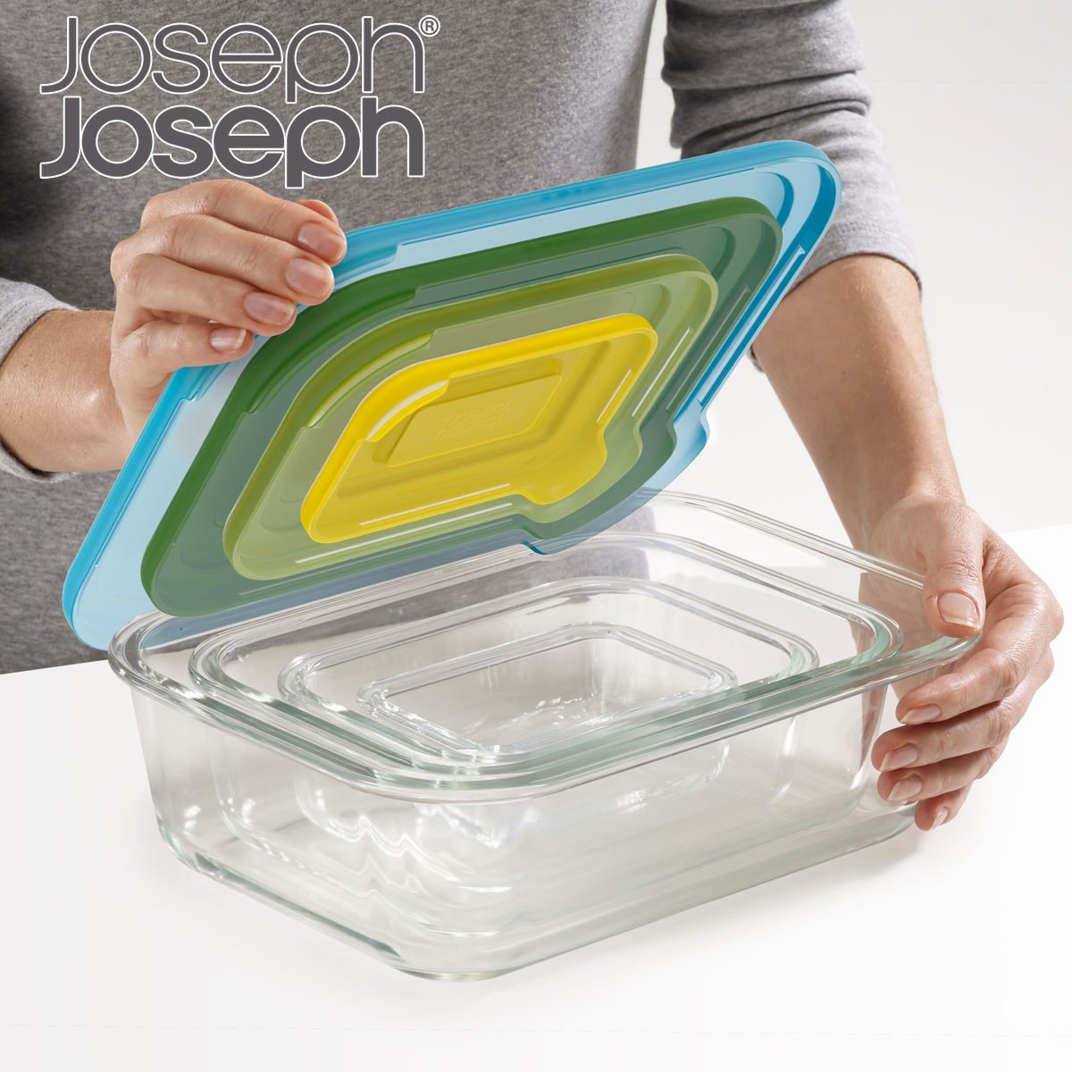 Joseph Joseph 保存容器 ネスト ガラスストレージ 4ピースセット （ ジョセフジョセフ ガラス 密閉 電子レンジ対応 食洗機対応  オーブン対応 ）