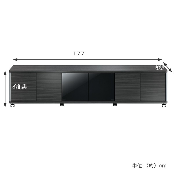 テレビ台（キャスター付き）　ブラック テレビ台 AVラック ハイタイプ キャスター付 70V型対応 GD 幅177cm