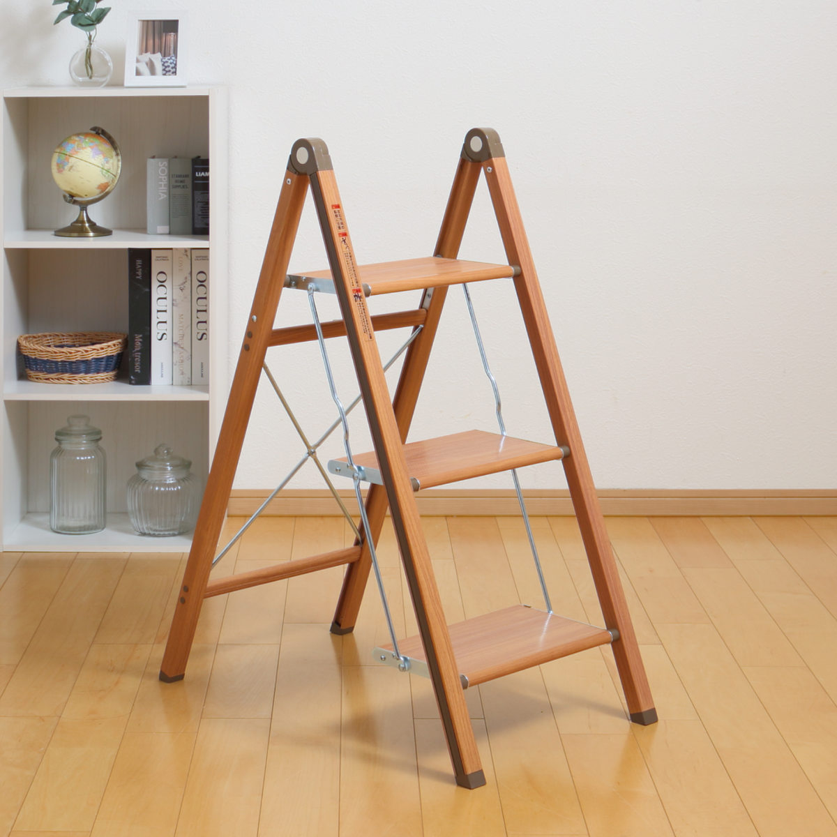 天馬 脚立 アルミ製 ウッディーステップ スリム 3段 軽量 木目調