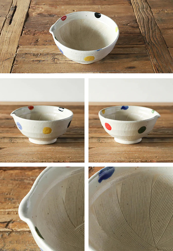 すり鉢 5号 17cm 片口 水玉 陶器 （ 食洗機対応 電子レンジ対応 和食器