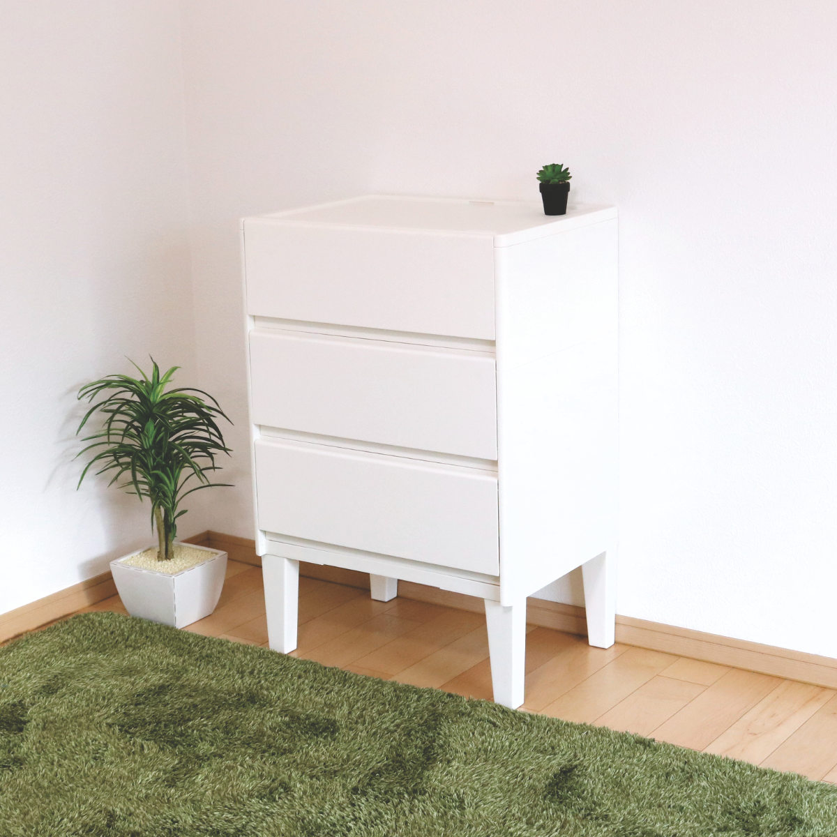 JEJアステージ チェスト 3段 前開き 引き出し 白 タンス 日本製 （ 幅