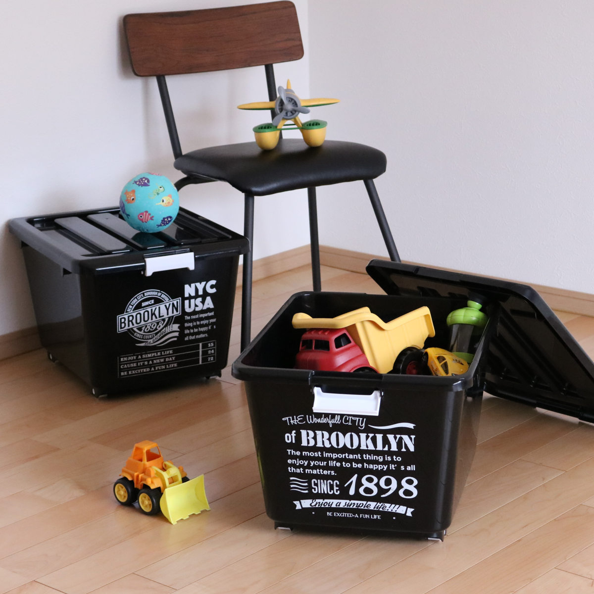 収納ボックス フタ付き NYC 幅39×奥行50×高さ32cm ブルックリン