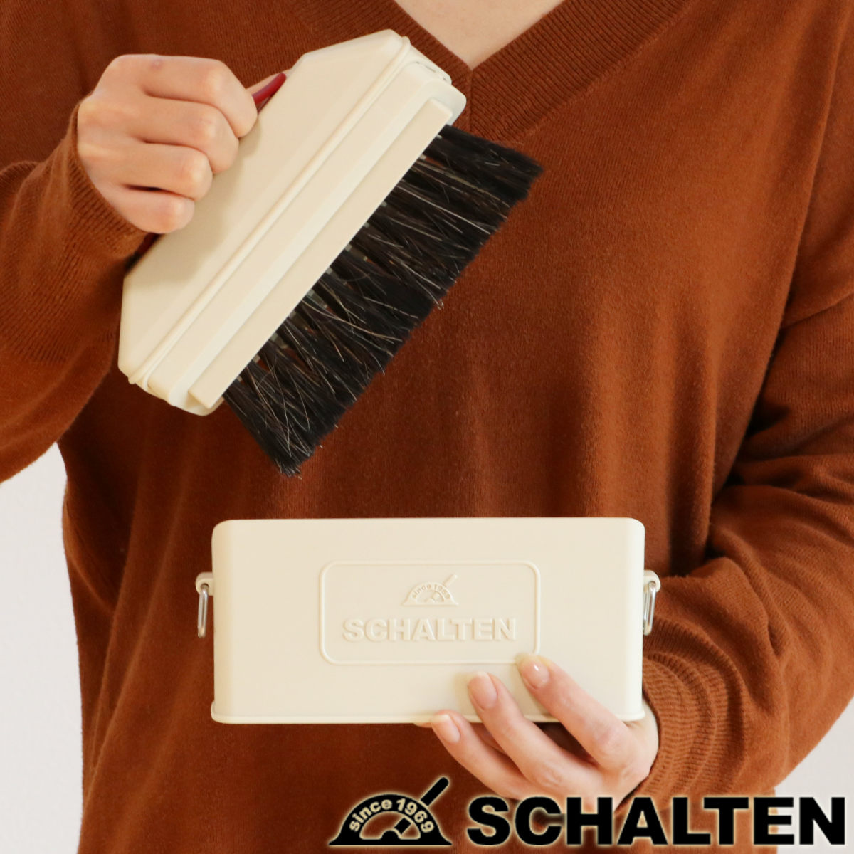 ほうき ちりとり セット SCHALTEN ハンディクリーナー （ シャルテン 卓上ほうき ホウキ 箒 チリトリ ケース付き 掃除 日本製 おしゃれ ホワイト ）