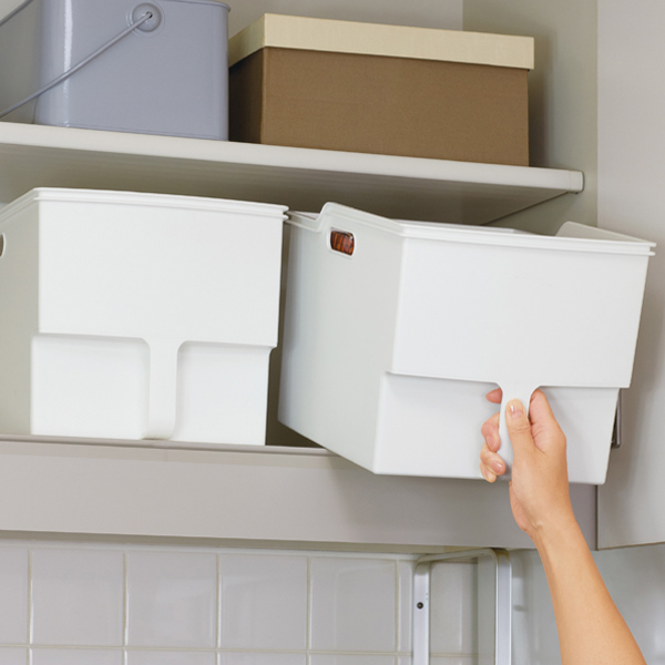 キッチン収納ケース 吊り戸棚ボックスワイド 幅24cm 6個セット （ キッチンストッカー 取っ手付き 吊戸棚 ケース 吊戸棚ボックス 吊り戸棚ストッカー ） | 不動技研 | 14