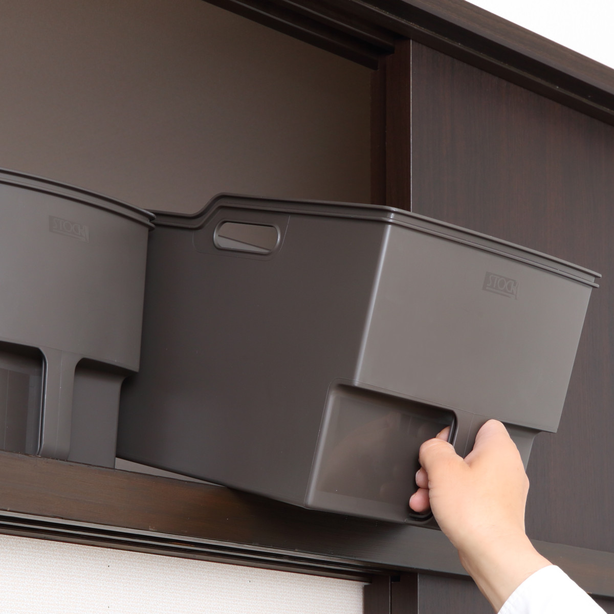 キッチン収納ケース 吊り戸棚ボックスワイド 幅24cm 6個セット （ キッチンストッカー 取っ手付き 吊戸棚 ケース 吊戸棚ボックス 吊り戸棚ストッカー ） | 不動技研 | 16