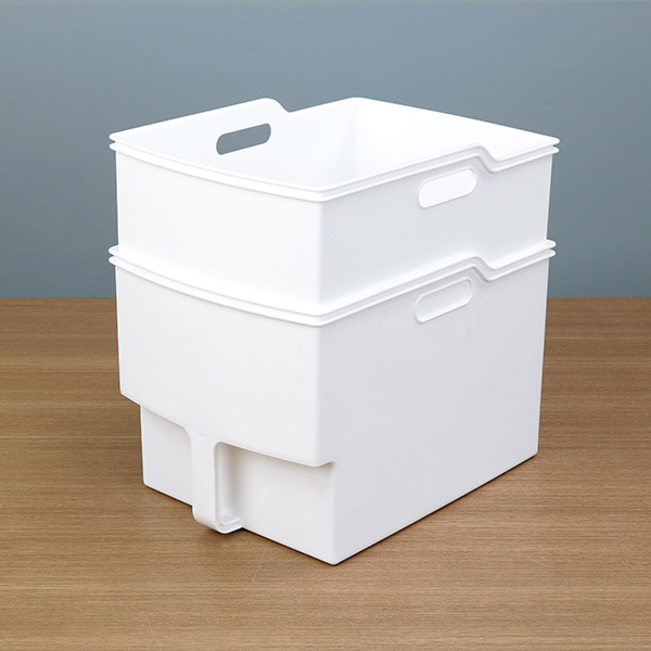 キッチン収納ケース 吊り戸棚ボックスワイド 幅24cm 6個セット （ キッチンストッカー 取っ手付き 吊戸棚 ケース 吊戸棚ボックス 吊り戸棚ストッカー ） | 不動技研 | 22