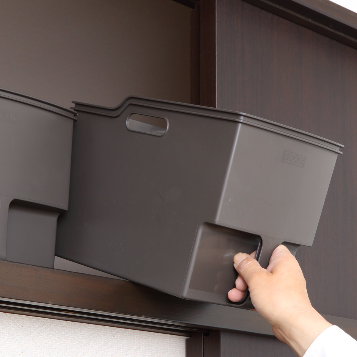 キッチン収納ケース 吊り戸棚ボックススリム 幅18.5cm 6個セット （ キッチンストッカー 取っ手付き 吊戸棚 ケース 吊戸棚ボックス 吊り戸棚ストッカー ） | 不動技研 | 16