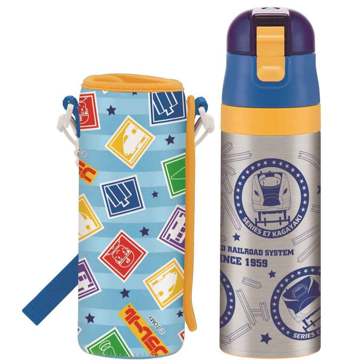 スケーター 水筒 キッズ 470ml プラレール 直飲み ワンタッチ カバー