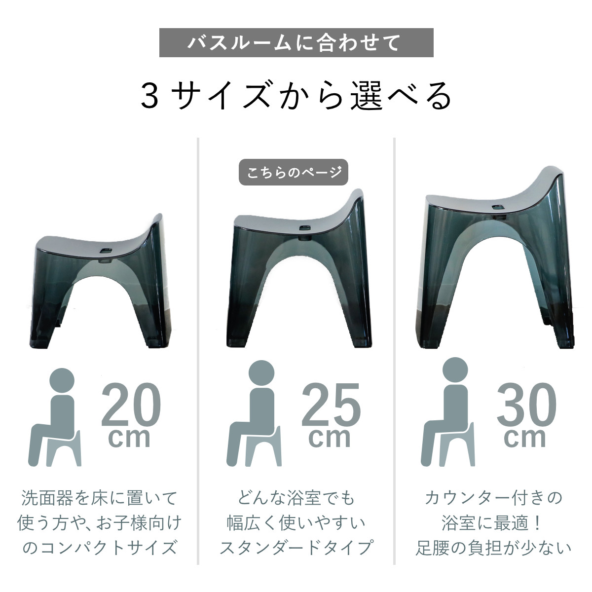シンカテック 風呂椅子 ヒューバス クリアタイプ 座面25cm バス