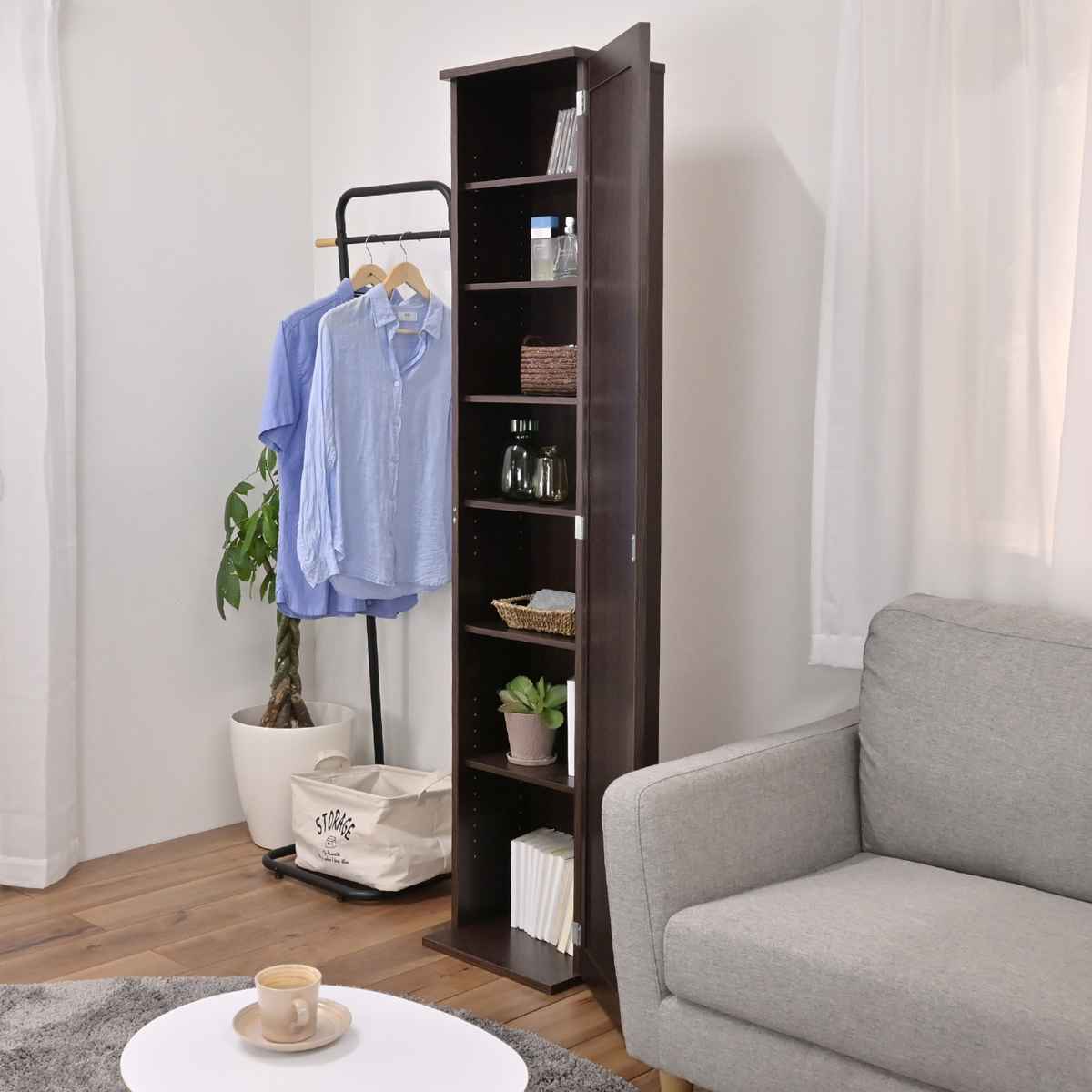 ボックスミラー ミラー付き収納棚 （ ミラー 鏡 収納棚