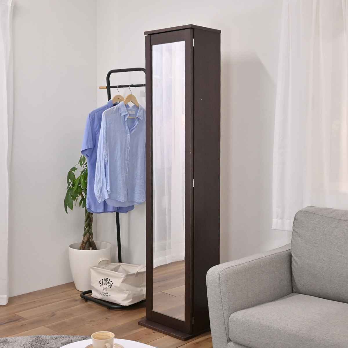 ボックスミラー ミラー付き収納棚 （ ミラー 鏡 収納棚