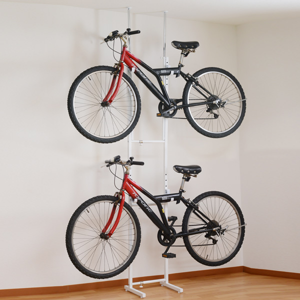 突っ張り 自転車ラック 幅31.5〜46.5cm 2段 スチール製 （ 自転車収納