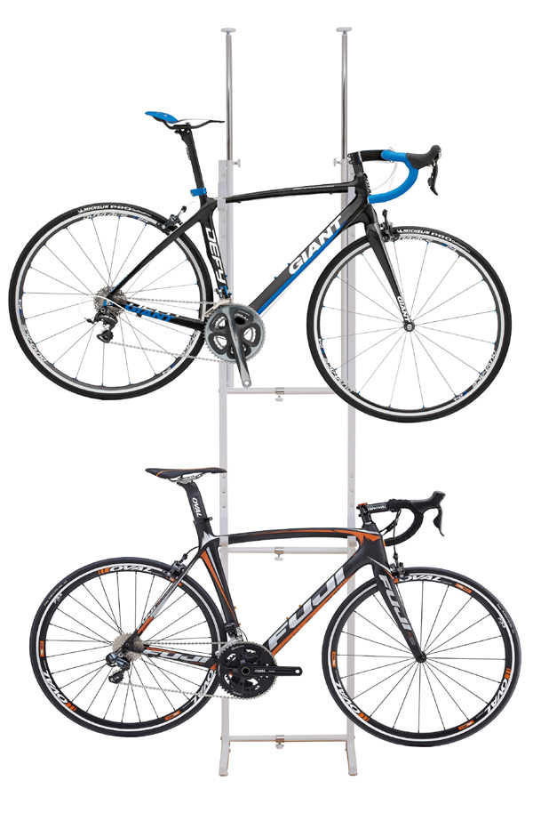 突っ張り 自転車ラック 幅31.5〜46.5cm 2段 スチール製 （ 自転車収納