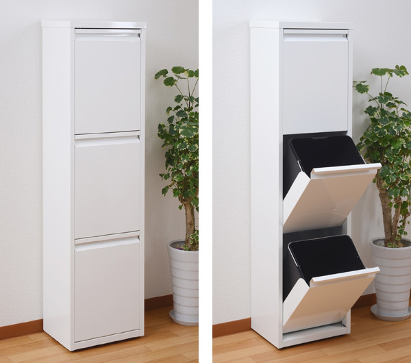 ゴミ箱 約 57L 3段 3分別 スチール製 幅34.5cm （ ごみ箱 57リットル