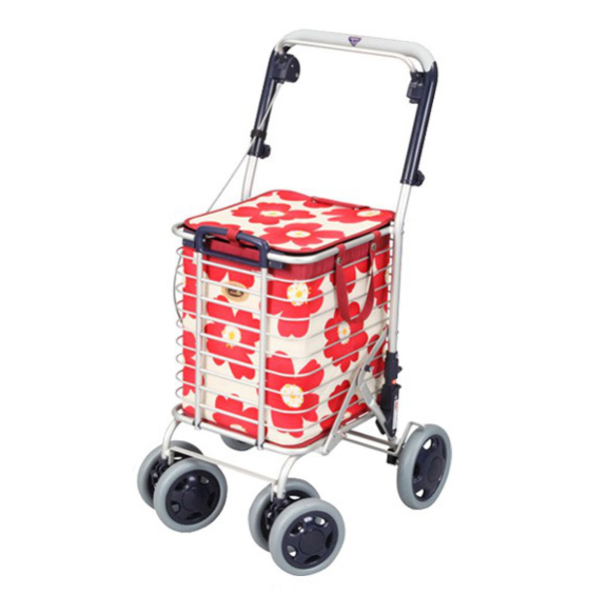 ショッピングカート ワイヤーカート バッグ付き アルミ製 ブレーキ付き