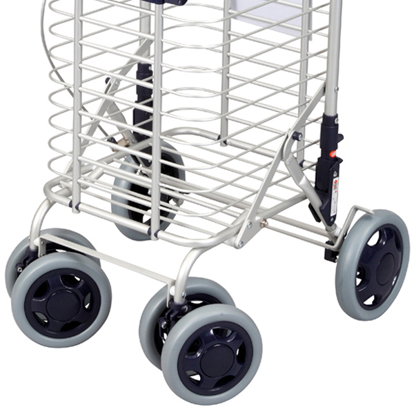 ショッピングカート ワイヤーカート アルミ製 ブレーキ付き 高さ調節