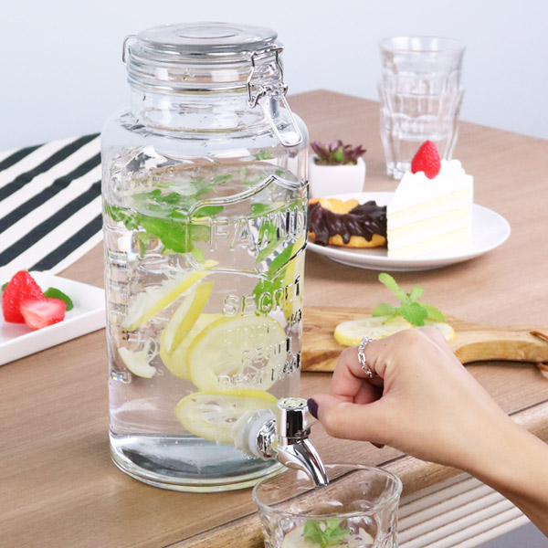 ドリンクサーバー 2.5L ガラス 蛇口付き （ 梅酒 果実酒 ウォーター