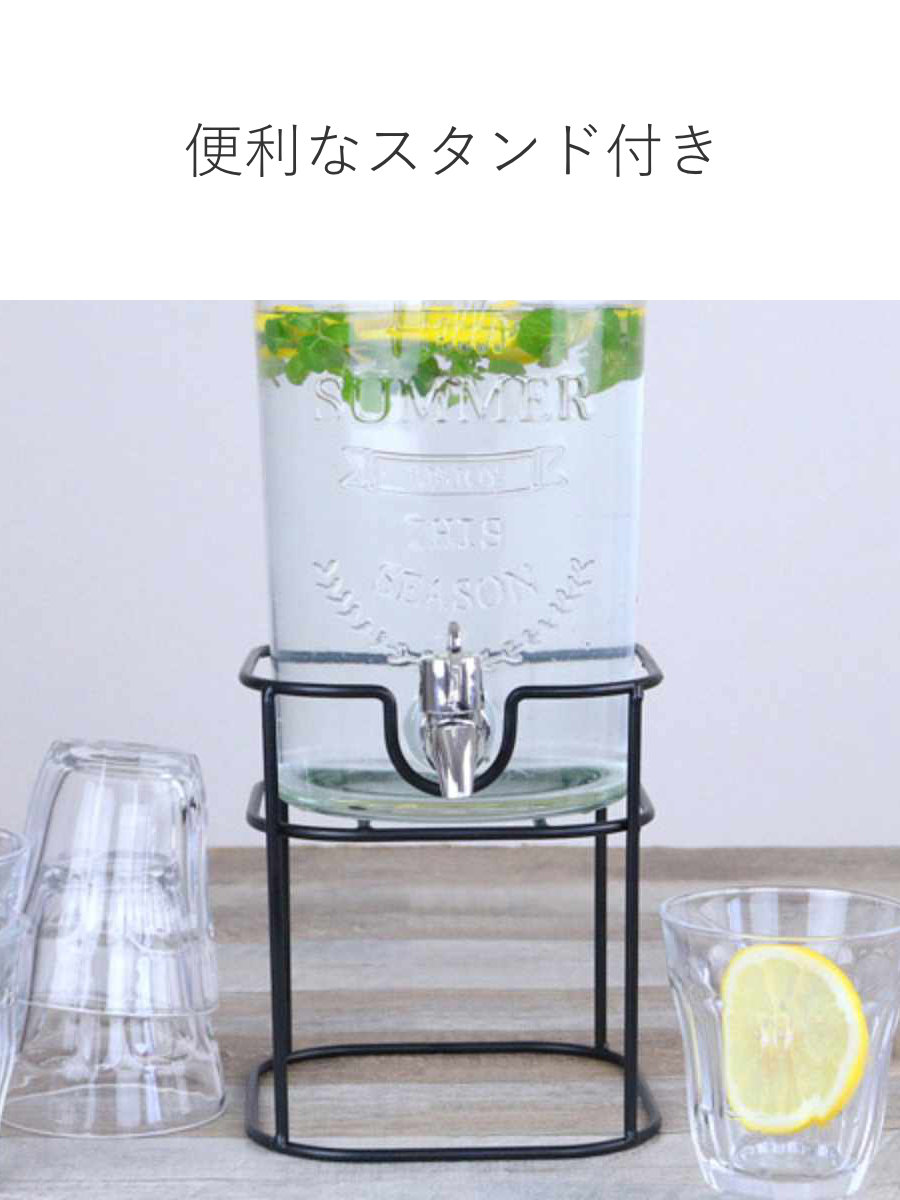 ドリンクサーバー3L スタンド付 ガラス 蛇口付き 6個セット （ 梅酒