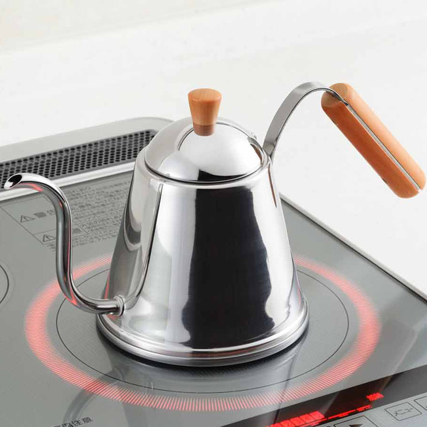 ケトル カフェタイム 木柄ドリップポット IH対応 1L ステンレス製