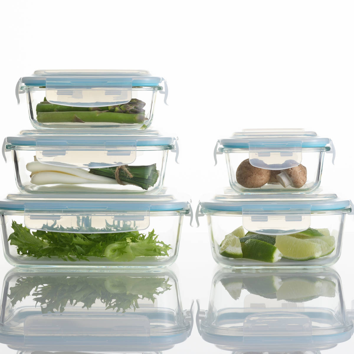 ヨシカワ 保存容器 640ml グラスコンテナ 4点ロック式ガラス保存容器