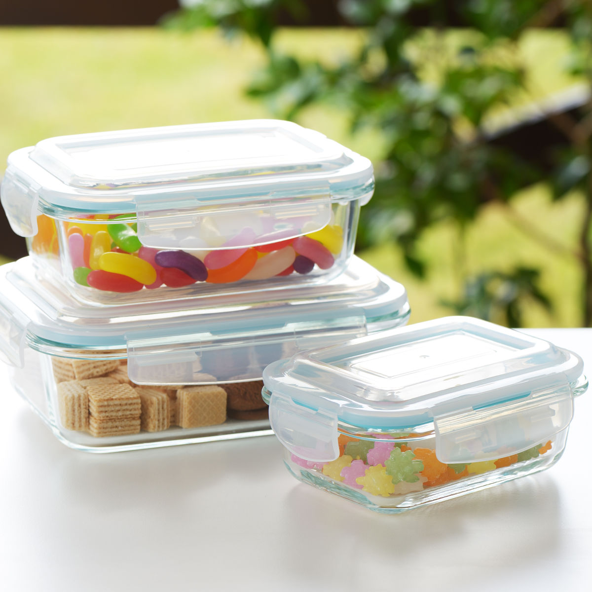 ヨシカワ 保存容器 1.05L グラスコンテナ 4点ロック式ガラス保存容器 4