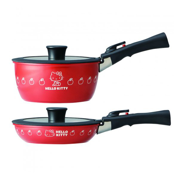 スケーター フライパン＆鍋2点セット 20cm IH対応 ハローキティ 取っ手