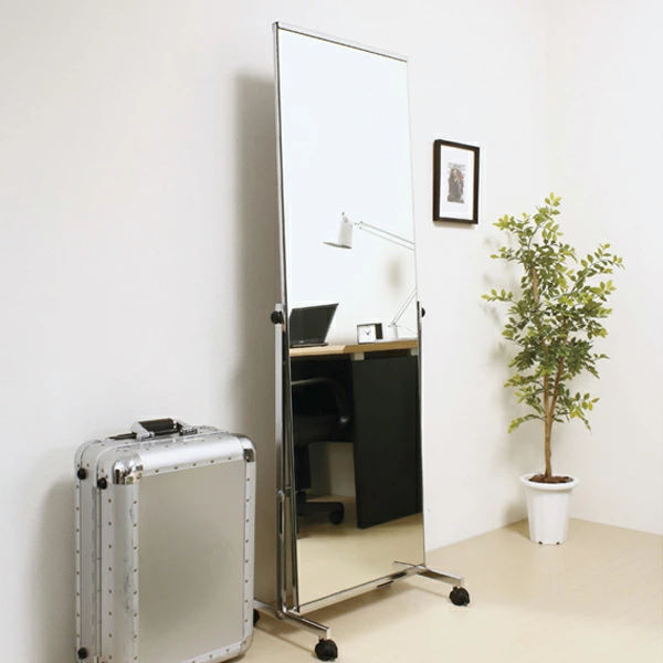 弘益 スタンドミラー 高さ147cm キャスター付き 飛散防止 角度調節