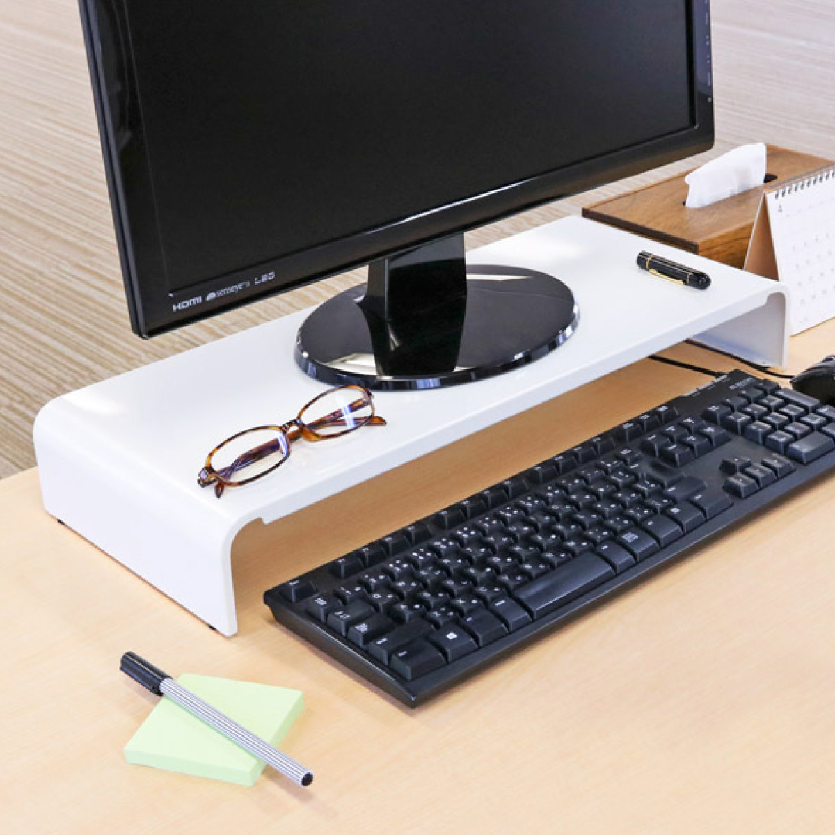 モニタースタンド パソコンラック 卓上 pc台 机上 スチール製 幅54cm