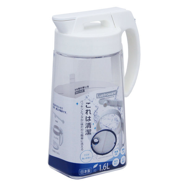 ピッチャー 1.6L 冷水筒 耐熱 横置き ワンプッシュ 水差し 麦茶ポット K-1275 （ 麦茶...