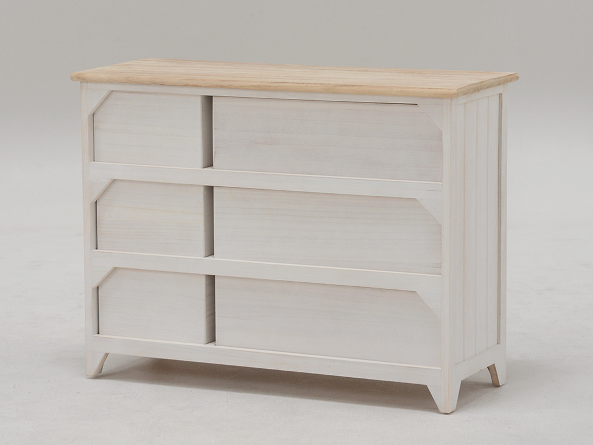 HAGiHARA（萩原） ローチェスト 幅79cm 3段 完成品 天然木 桐製