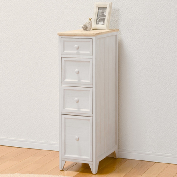 HAGiHARA（萩原） スリムチェスト 4段 桐チェスト カントリー調