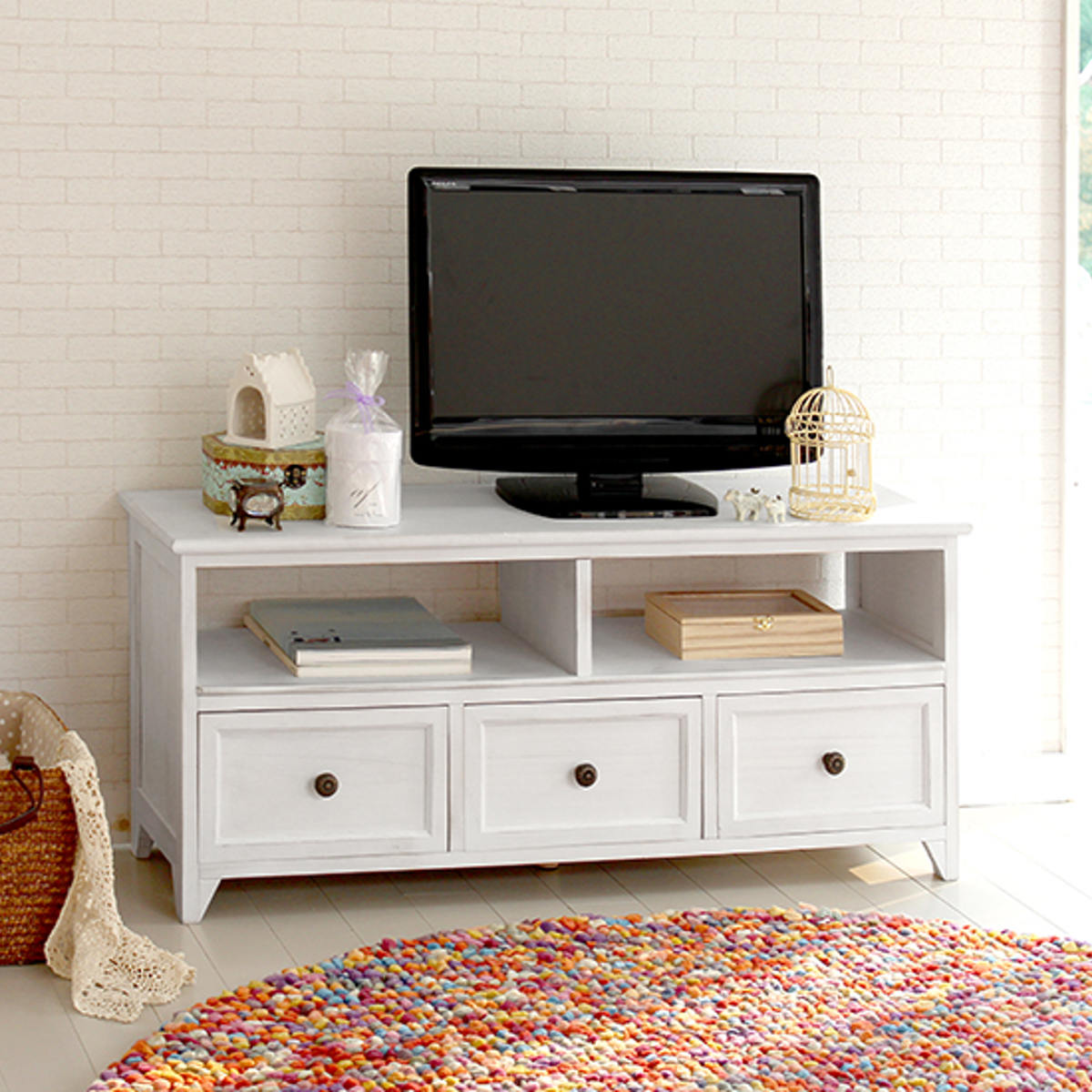 フレンチ　カントリー　木製　テレビ台 HAGiHARA（萩原） テレビ台 ローボード 天然木 フレンチカントリー