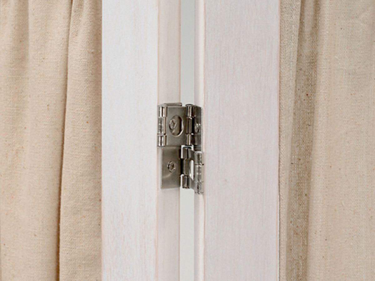 HAGiHARA（萩原） パーテーション 4連 衝立 カーテン付 天然木