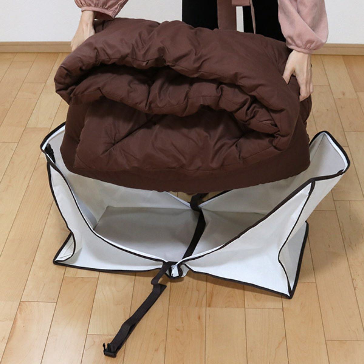 布団収納袋 キューブ型羽毛ふとん収納袋 シングル用 防ダニ 防虫 抗菌