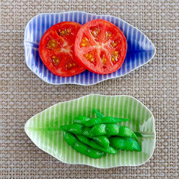 プレート S 16cm バナナリーフ 食器 陶器 同色3枚セット グリーン