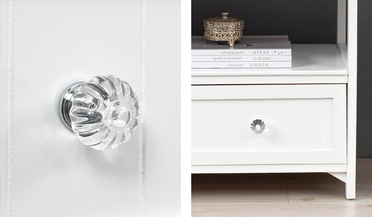 テレビ台 ローボード シャビー調 クリスタル調取っ手 幅100cm （ 完成