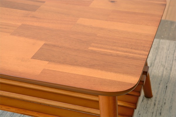 ローテーブル 折れ脚テーブル 棚付 アカシア 幅90cm （ 完成品 天然木