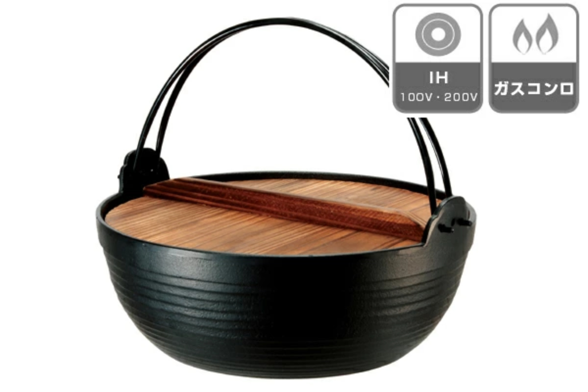 池永鉄工 いろり鍋 27cm IH対応 木蓋付き 割烹 丸鍋 南部鉄器 日本製