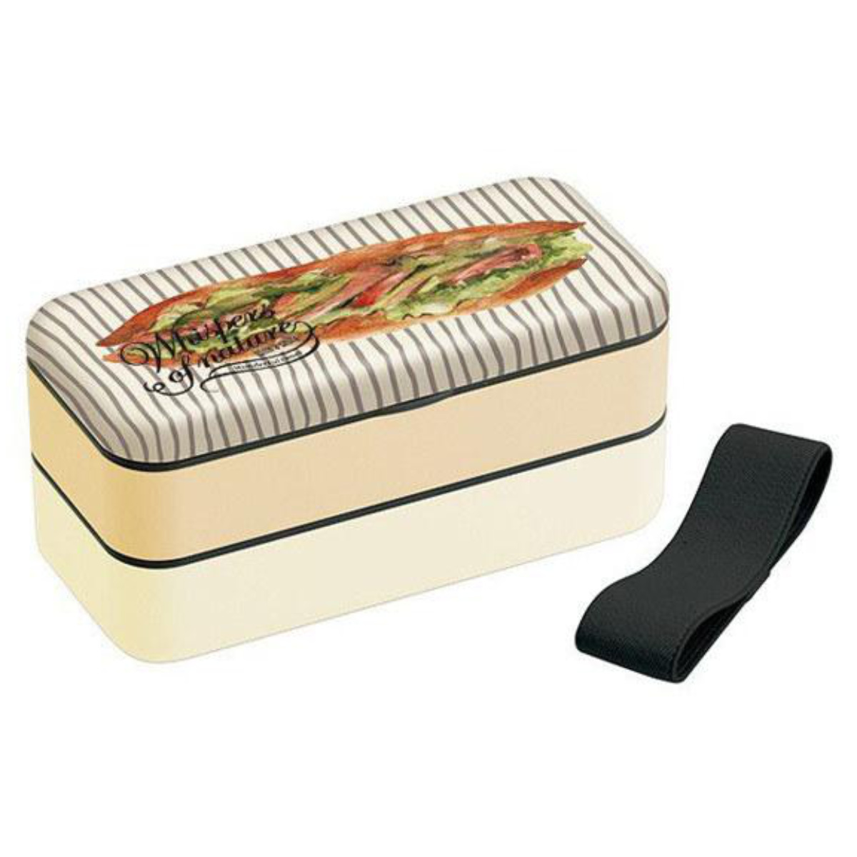 お弁当箱 シンプルランチボックス 2段 600ml ベーカリー パン柄 グッズ