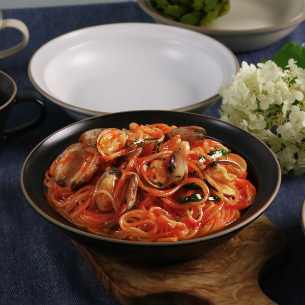 プレート 21cm エッジライン カレー＆パスタ 陶器 食器 （ 食洗機対応