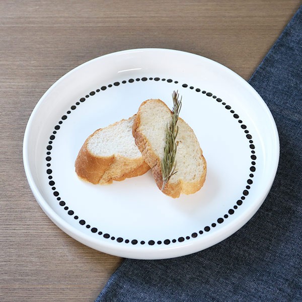 プレート LL 23cm ドット 白 磁器 食器 同柄3枚セット （ 食洗機対応