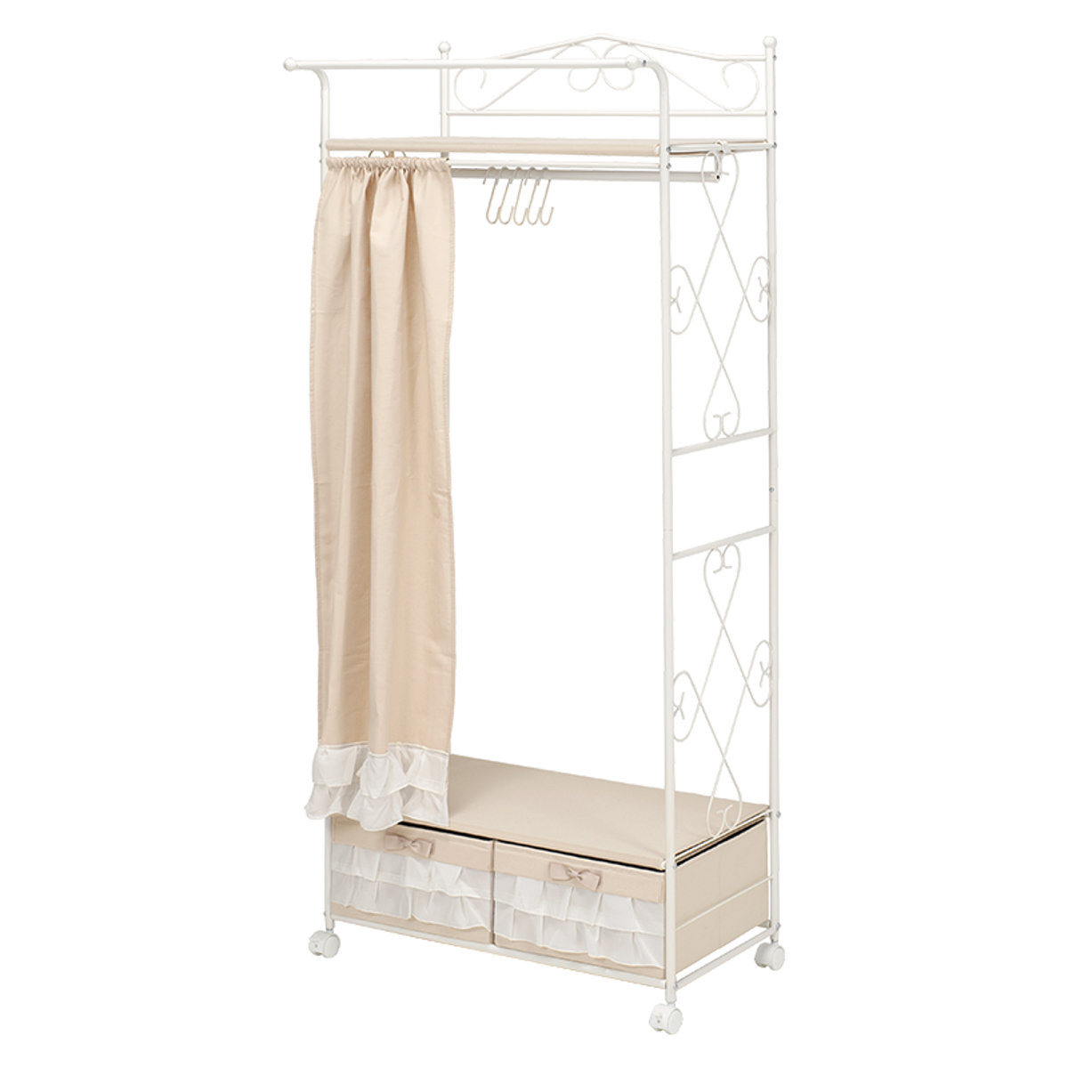 HAGiHARA（萩原） ハンガーラック カーテン付 ロートアイアン 姫系 幅