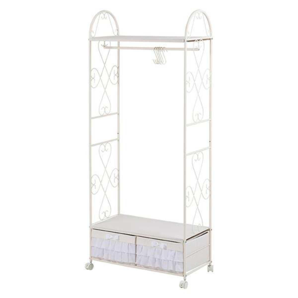 HAGiHARA（萩原） ハンガーラック ロートアイアン 姫系 収納ボックス付