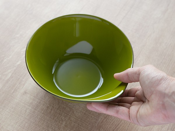 ボウル 18cm クリーンコート 取っ手付き 和食器 オリーブ プラスチック