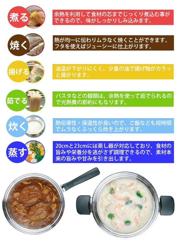 片手鍋 マジカルユミック エテルナ 片手浅型鍋 20cm UMIC ユミック IH ...