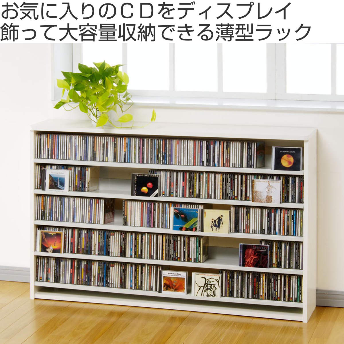 CDラック 幅139.2cm 5段 大量収納ストッカー （ ラック 棚 収納